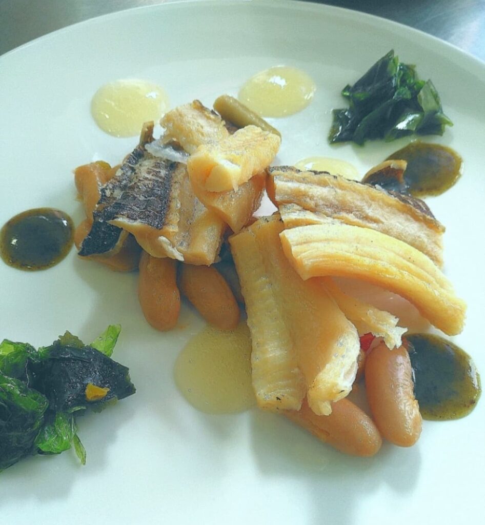 Emplatado de Golayos receta con fabes de la granja