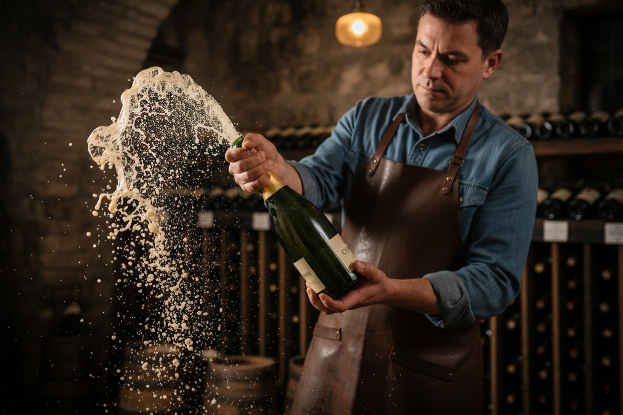 apertura de botella de cava