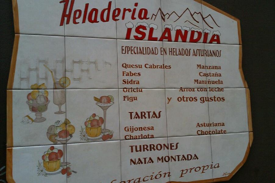 cartel de la heladeria islandia de xixon
