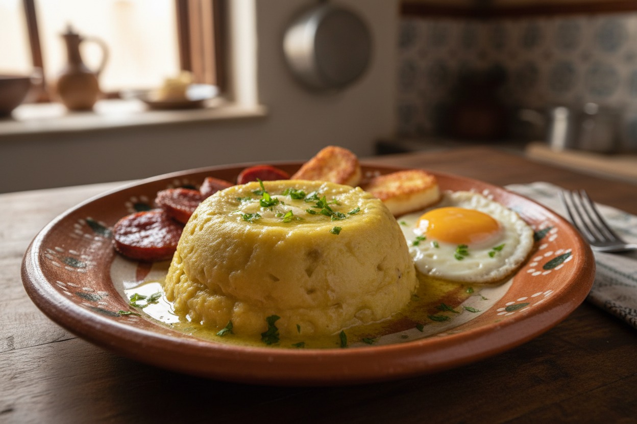 El mangú no deja de ser plátano macho pelado y hervido en agua con sal. Luego en caliente se maja con mantequilla o aceite y se le añade un poco de agua de la cocción.